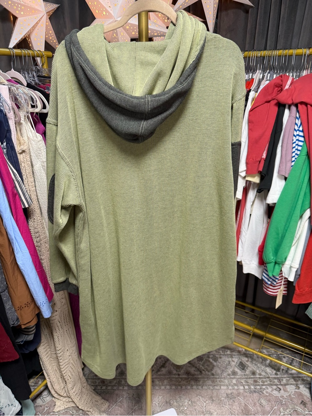 Free People Tomorrows Sweatshirt Cardigan in Washed Sage Green - Picture 7 of 7